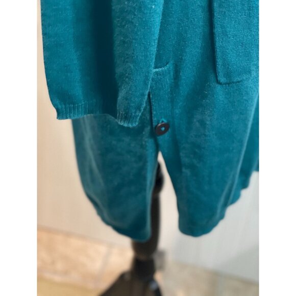 J. Jill Womens Teal Cardigan Sweater M Polyester Wool Blend With Pockets - Picture 9 of 16